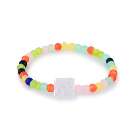 Pulsera De Cuentas De Cristal Multicolor Con Acero Inoxidable