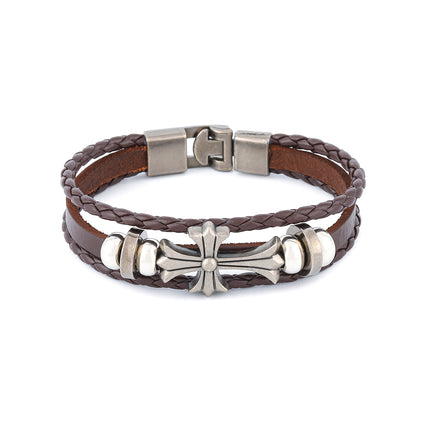 Pulsera De Hilo Con Elemento De Cruz En Acero Inoxidable 316