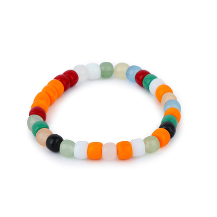 Pulsera De Cuentas De Cristal Colores Vibrantes Con Acero Inoxidable