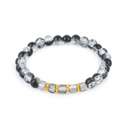 Pulsera De Cuentas De Cristal Frío Con Diseño Negro Y Transparente