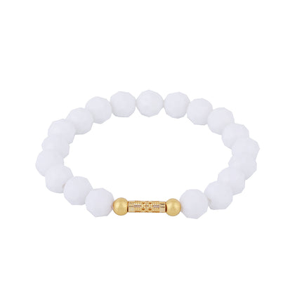 Pulsera De Cuentas De Cristal Blanco Con Corte De Mármol
