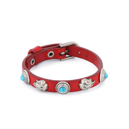 Pulseras De Hilo Vintage Con Elementos De Llama Y Disco En Acero 316