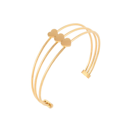 Pulsera Brazalete De Acero Inoxidable De Tres Capas Con Corazones
