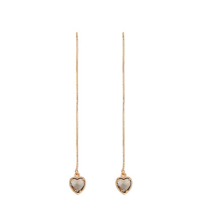Aretes Con Diseño De Corazón Café Con Cristales De Zirconia De Aleación