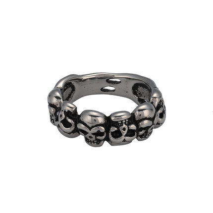 Anillo Con Diseño De Calavera Invertida Vintage para Hombre De Acero Inoxidable Chapado En Plata