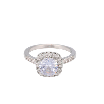 Anillos De Pareja Con Diseño Simple Y Diamantes De Cobre Chapado En Plata