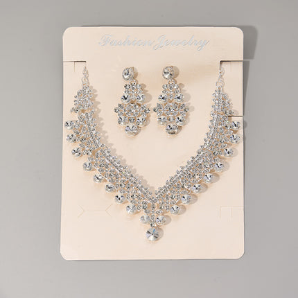 Conjunto De Collar Y Aretes Corona De Boda, Joyería De Aleación