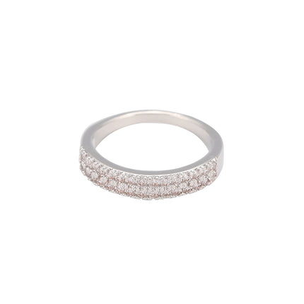 Anillos De Pareja Con Diseño Simple Y Diamantes De Cobre Chapado En Plata