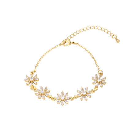 Pulsera De Cobre Con Cadena Sencilla Y Pequeñas Margaritas
