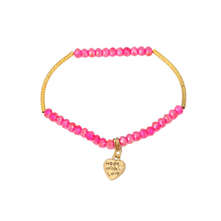 Pulsera De Cuentas De Cristal Con Colgante De Corazón Estilo Casual