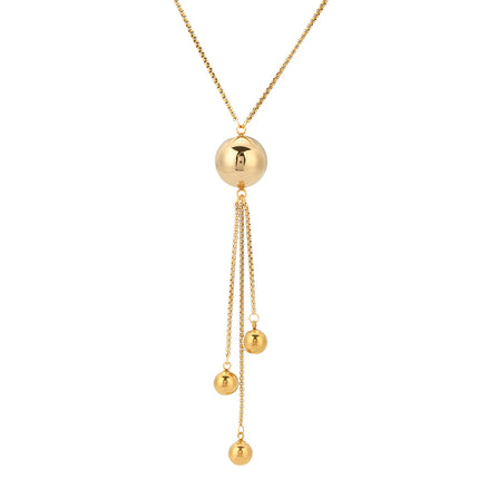 Collar De Tipo Corbata Para Mujer De Acero Inoxidable Con Borlas De Cuentas De Moda Casual