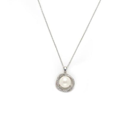 Collar De Perla Rodeadas De Zirconia En Forma De Irregular Para Mujer