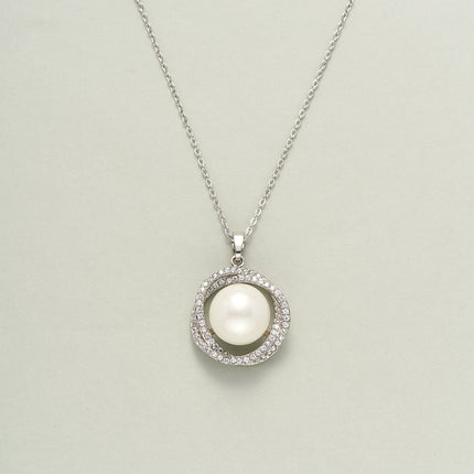 Collar De Perla Rodeadas De Zirconia En Forma De Irregular Para Mujer