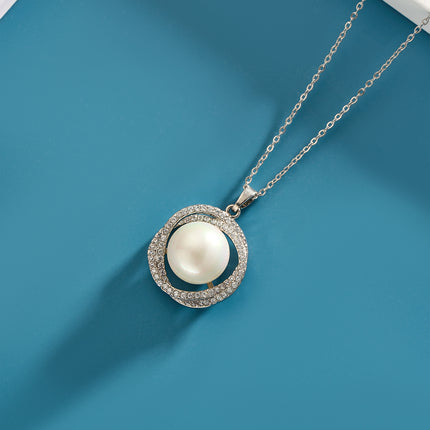 Collar De Perla Rodeadas De Zirconia En Forma De Irregular Para Mujer