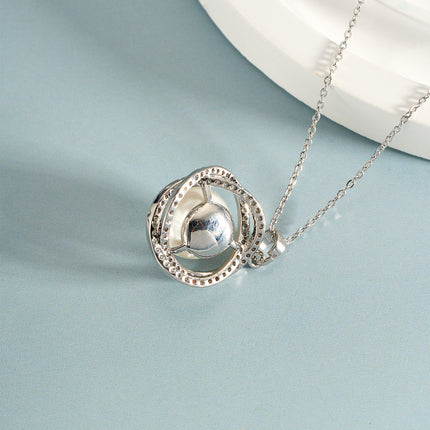 Collar De Perla Rodeadas De Zirconia En Forma De Irregular Para Mujer