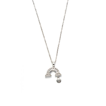 Collar En Dije De Blanco Con Arcoíris De Circonitas Y Carita Feliz