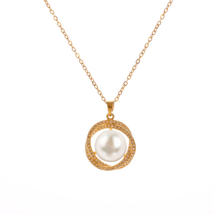 Collar De Perla Rodeadas De Zirconia En Forma De Irregular Para Mujer