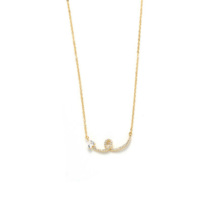 Collar En Dije Forma De Corazón Y Serpiente Incrustado Con Circonitas