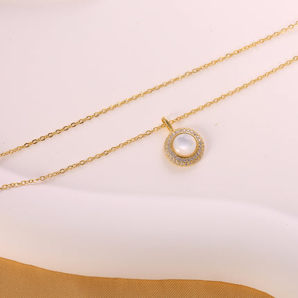 Collar De Cobre Diseño Circular Con Zirconitas, Elegante Y Sencillo