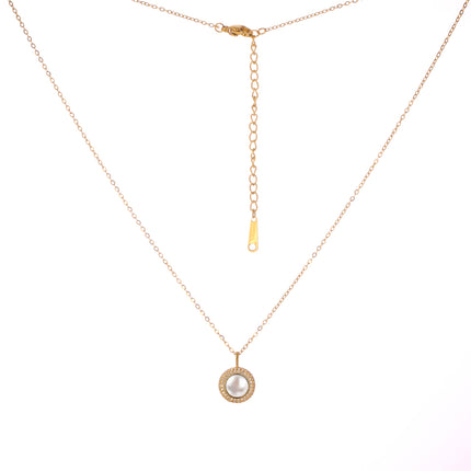 Collar De Cobre Diseño Circular Con Zirconitas, Elegante Y Sencillo