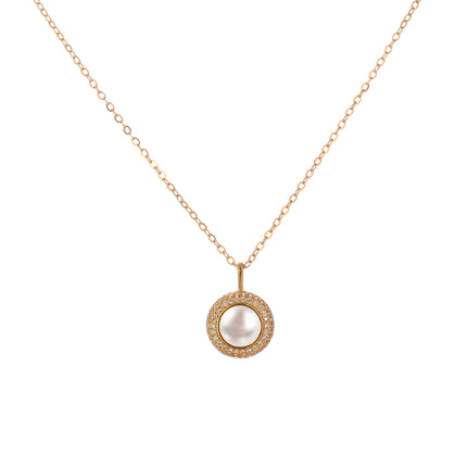 Collar De Cobre Diseño Circular Con Zirconitas, Elegante Y Sencillo