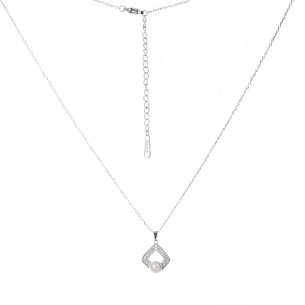 Collar De Cobre Colgante En Forma Cuadrada Y Perlas Estilo Clásico