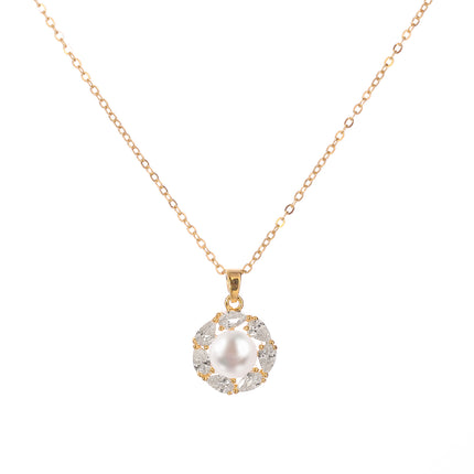 Collar De Perla Cobre Con Baño De Oro 14K Elegante Para Mujer