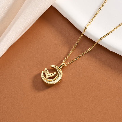 Collar De Luna Con Colgante De Cola De Pez Y Circonitas Estilo Elegante