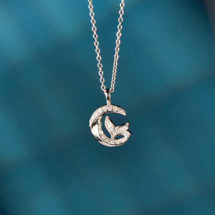Collar De Luna Con Colgante De Cola De Pez Y Circonitas Estilo Elegante