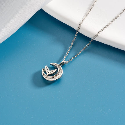 Collar De Luna Con Colgante De Cola De Pez Y Circonitas Estilo Elegante