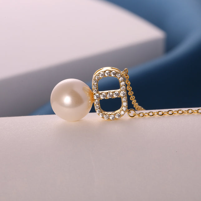 Collar Con Colgante De Forma De Nariz De Cerdo Con Zirconia Y Perla