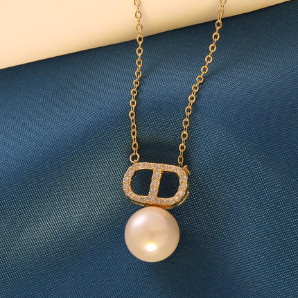 Collar Con Colgante De Forma De Nariz De Cerdo Con Zirconia Y Perla