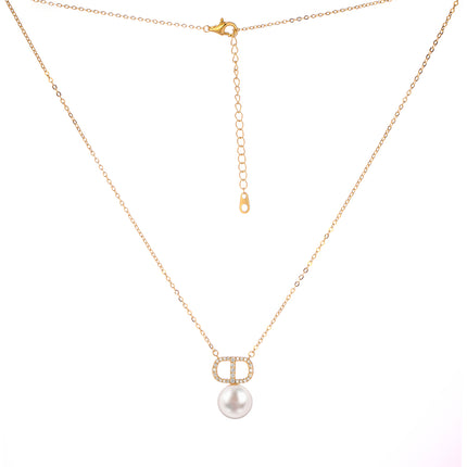 Collar Con Colgante De Forma De Nariz De Cerdo Con Zirconia Y Perla