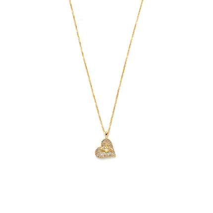 Collar En Dije De Corazón Con Incrustaciones De Circonitas Elegante