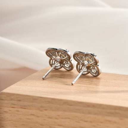 Aretes Con Diseño De Oreja Flor Con Perlas Elegante, Pendientes Cobre