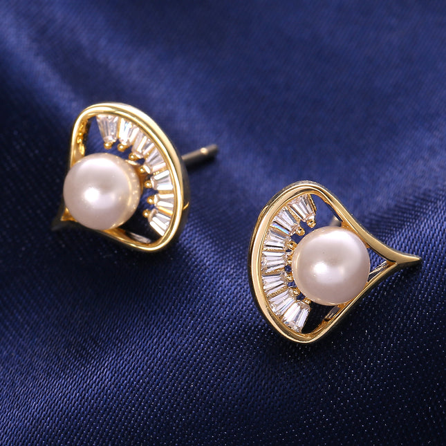 Pendientes De Perla Envuelta En Diseño De Ginkgo Aretes Delicados