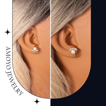 Pendientes De Perla Envuelta En Diseño De Ginkgo Aretes Delicados