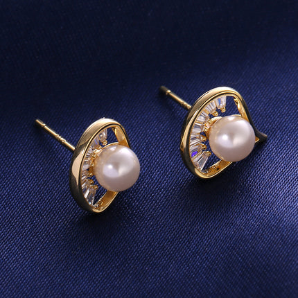 Pendientes De Perla Envuelta En Diseño De Ginkgo Aretes Delicados