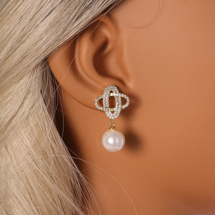 Aretes De Perla Con Aro Entrelazado Pendientes Elegante Y Moderno