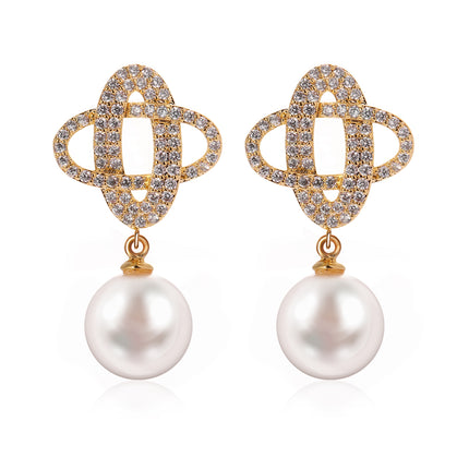 Aretes De Perla Con Aro Entrelazado Pendientes Elegante Y Moderno