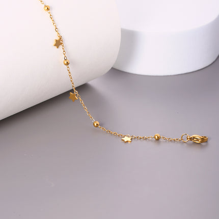 Tobillera Casual Cadena Dorado De Acero Inoxidable Con Múltiples Estrellas Para Mujer