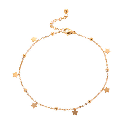 Tobillera Casual Cadena Dorado De Acero Inoxidable Con Múltiples Estrellas Para Mujer