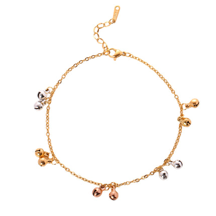 Tobillera Para Mujer Cadena Plana De Acero Inoxidable Con Campanas Tricolores