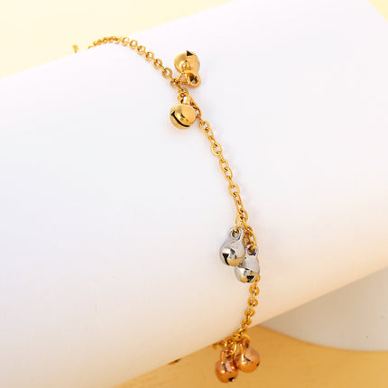 Tobillera Para Mujer Cadena Plana De Acero Inoxidable Con Campanas Tricolores