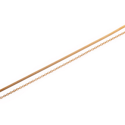 Tobillera Simple Cadena Plana De Cuchillo De Doble Capa De Acero Inoxidable Para Mujer