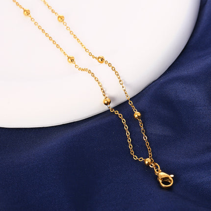 Tobillera Con Bolas Redondas Cadena Plana De Doble Capa De Acero Inoxidable Para Mujer