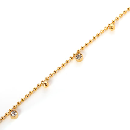 Tobillera De Cuentas Cadena De Acero Inoxidable Con Diamantes De Acero Blanco Y Bolas