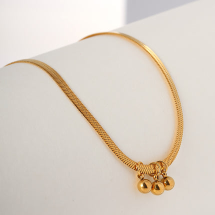Tobillera Sencilla Cadena De Cuchilla De Acero Inoxidable Con Bolas de Acero Para Mujer