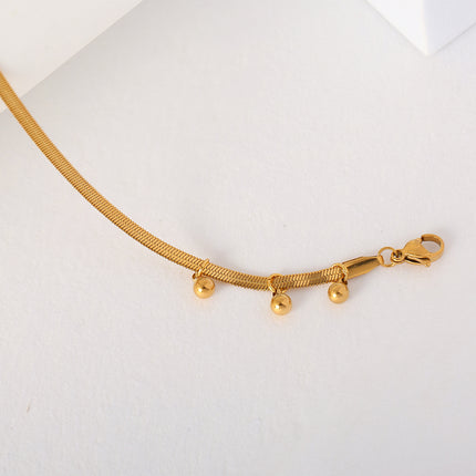 Tobillera Sencilla Cadena De Cuchilla De Acero Inoxidable Con Bolas de Acero Para Mujer