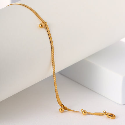 Tobillera Sencilla Cadena De Cuchilla De Acero Inoxidable Con Bolas de Acero Para Mujer